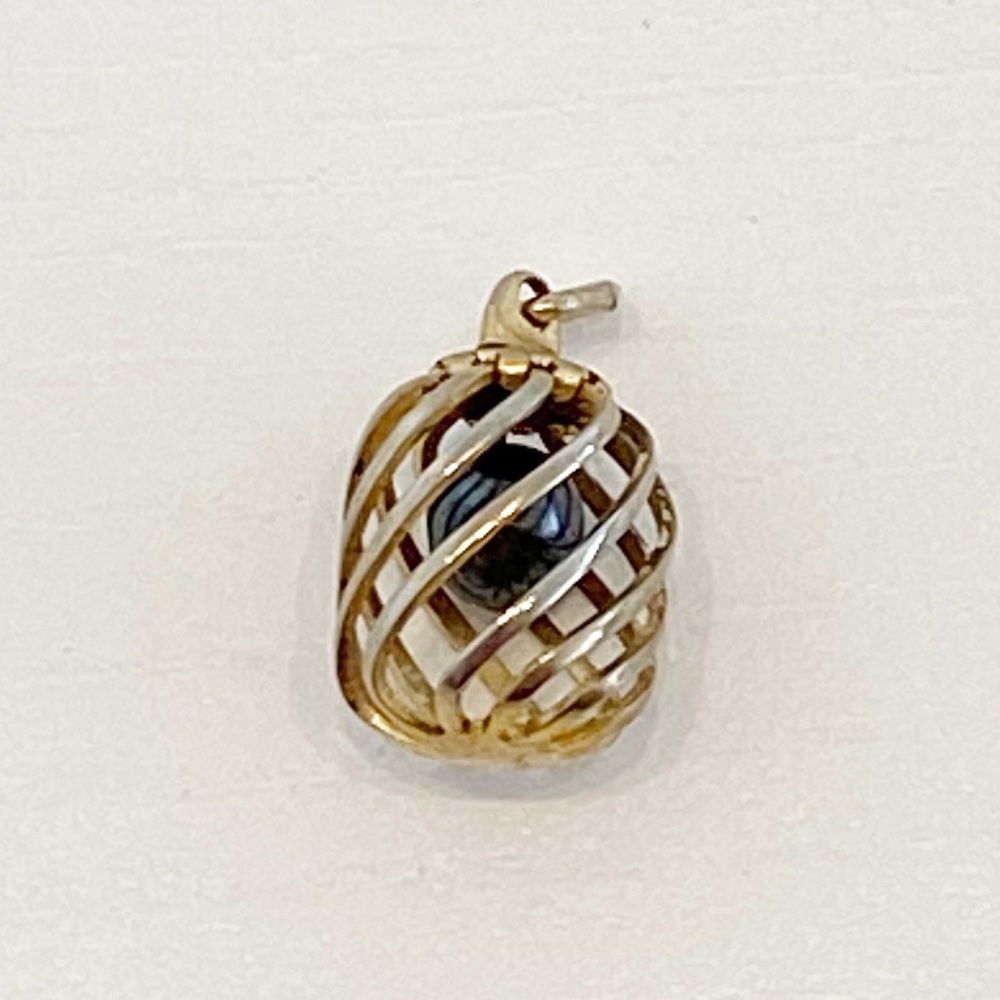 Caged Black Pearl Necklace Pendant